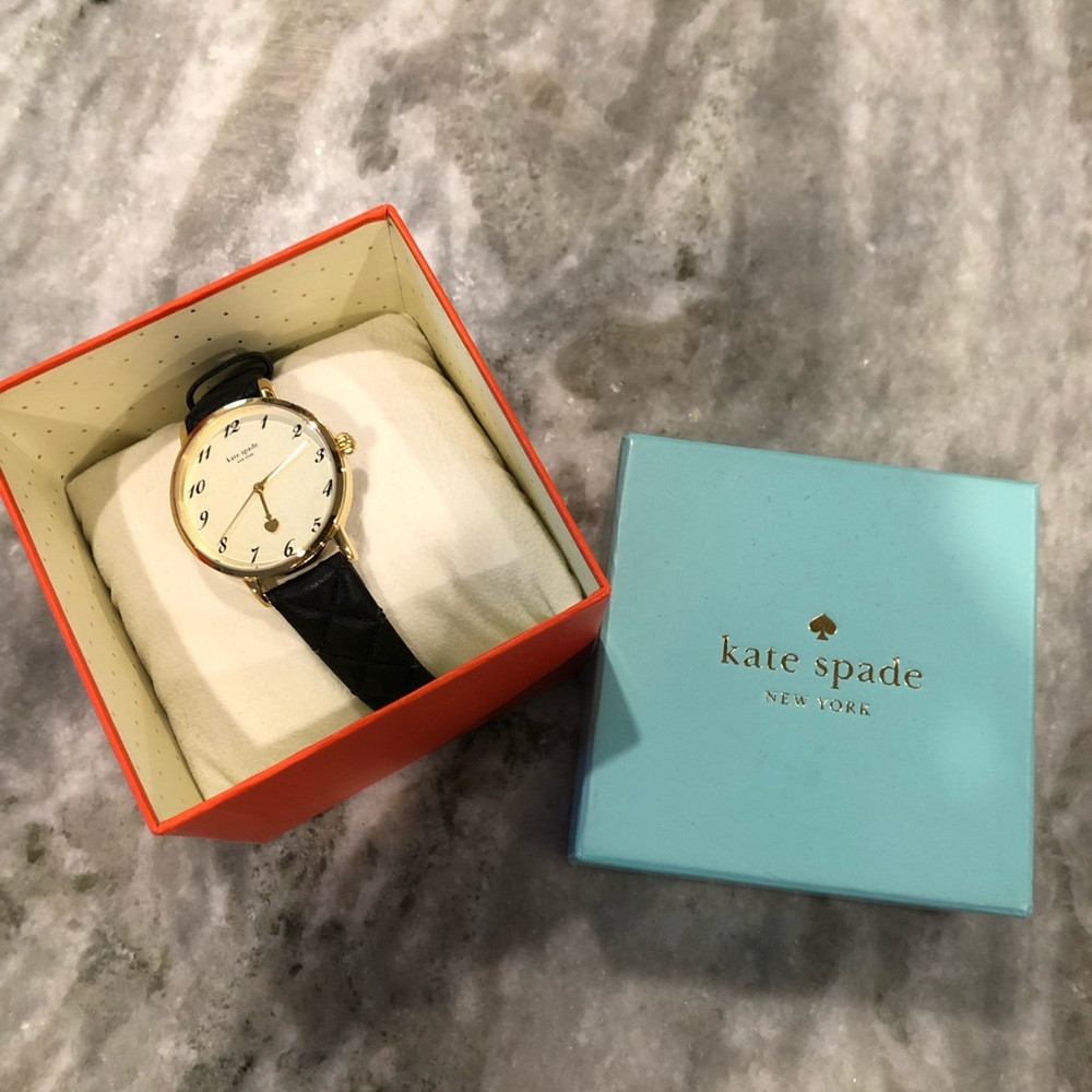 Kate Spade quilted black gold watch